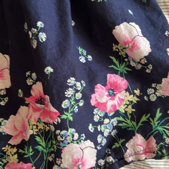 BOGO Gap navy summer dress with pink flowers pattern and ruffle shoulder detail - Picture 2 of 7